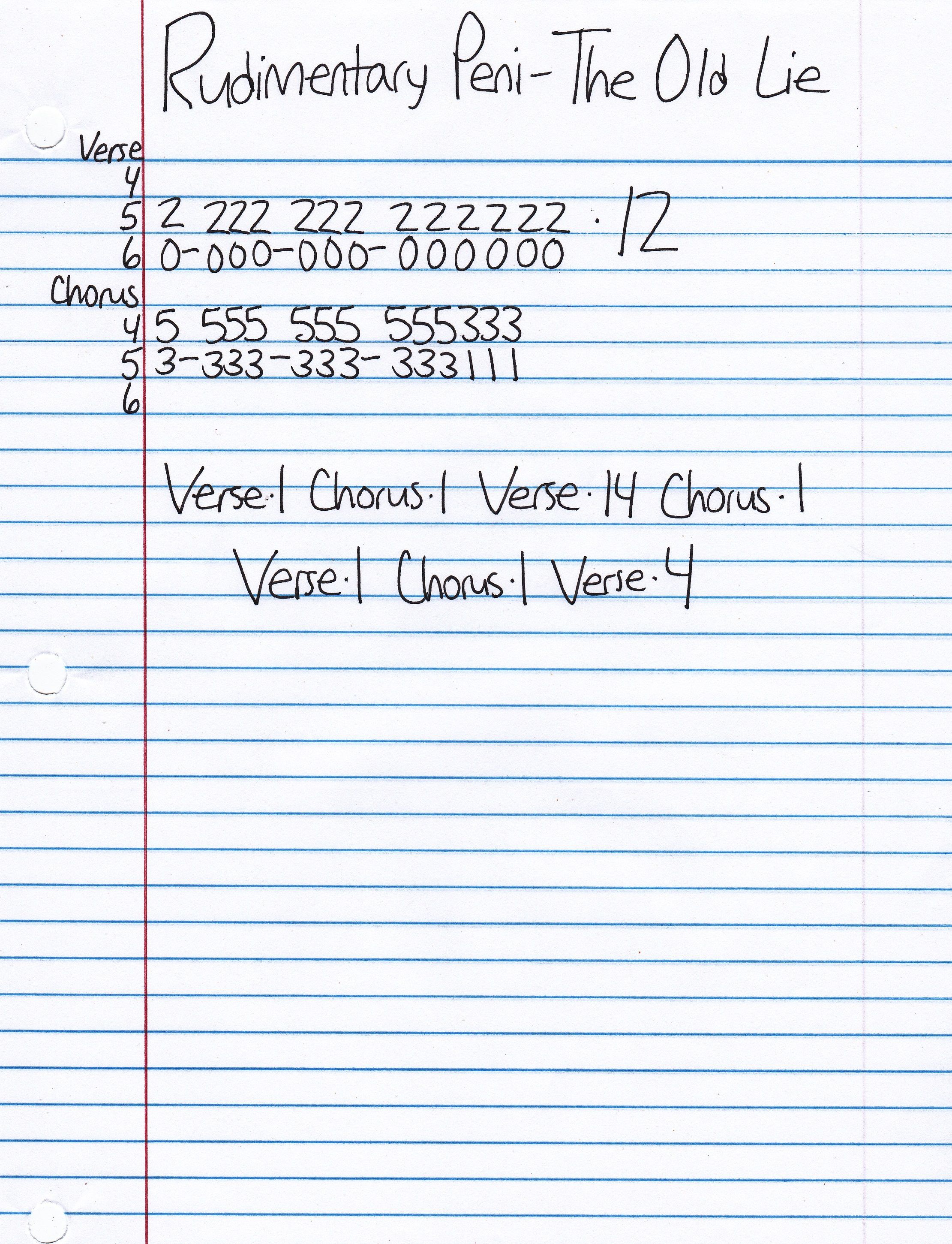High quality guitar tab for The Old Lie by Rudimentary Peni off of the album Death Church. ***Complete and accurate guitar tab!***
